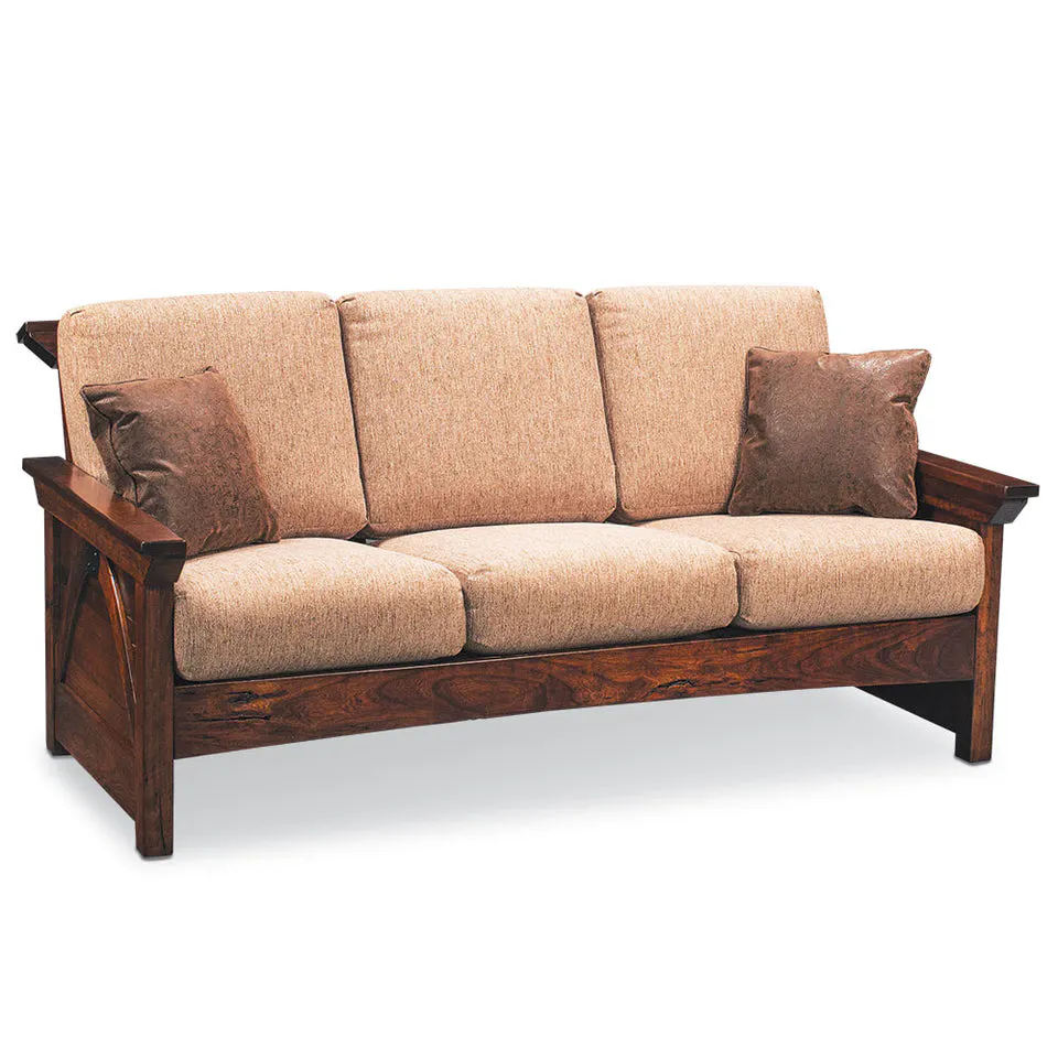 Simply Amish LCTRB-03-L B&O Railroad Trestle Bridge Loveseat w/ Leather Cushions