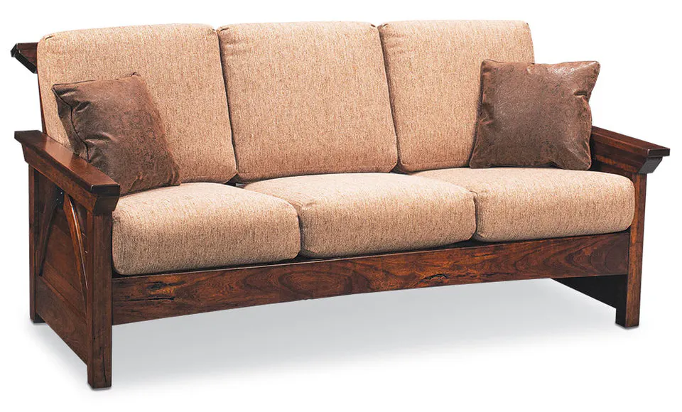Simply Amish LCTRB-03-L B&O Railroad Trestle Bridge Loveseat w/ Leather Cushions Simply Amish LCTRB-03-L B&O Railroad Trestle Bridge Loveseat w/ Leather Cushions