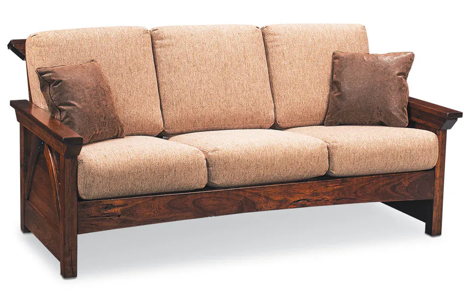 Simply Amish LCTRB-03-L B&O Railroad Trestle Bridge Loveseat w/ Leather Cushions Simply Amish LCTRB-03-L B&O Railroad Trestle Bridge Loveseat w/ Leather Cushions