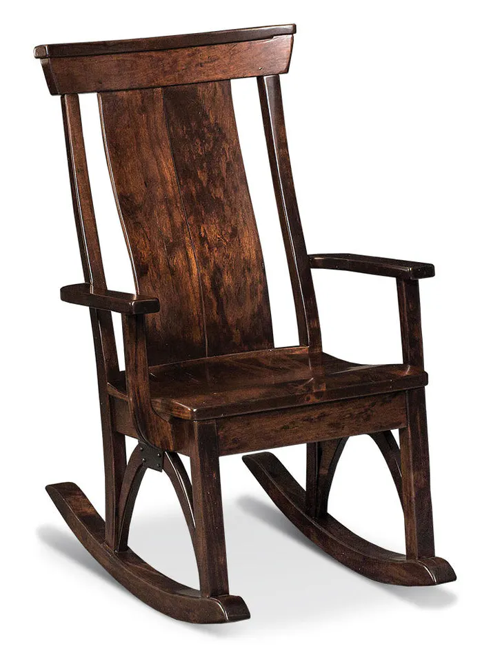 Simply Amish LCTRB-53-L B&O Railroad Trestle Bridge Arm Rocker w/ Leather Cushion Seat Simply Amish LCTRB-53-L B&O Railroad Trestle Bridge Arm Rocker w/ Leather Cushion Seat