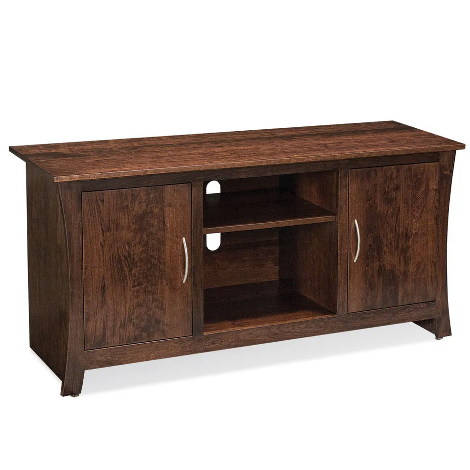 Simply Amish LEGAR-C41E Garrett TV Console with Wood Doors and Open Center, 72″