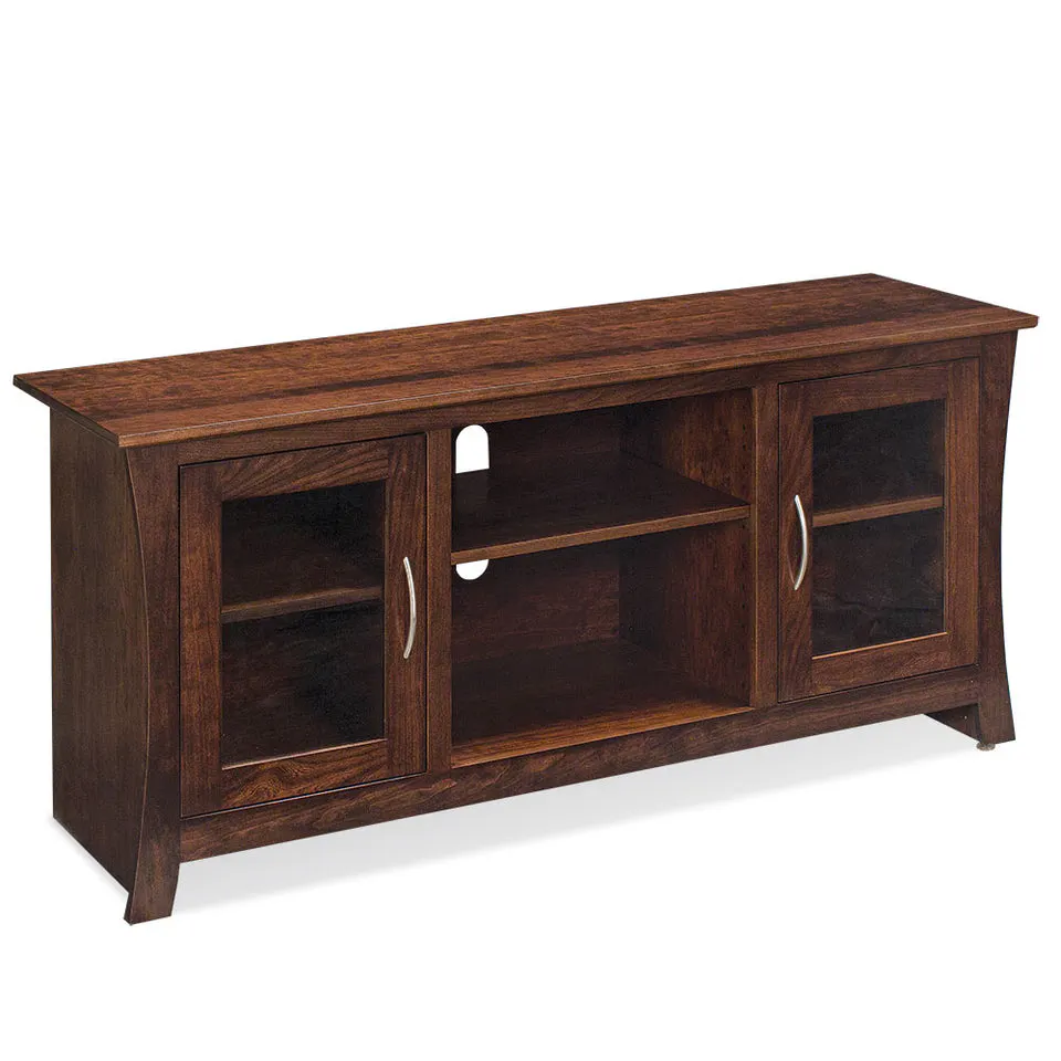 Simply Amish LEGAR-C42E Garrett TV Console with Glass Doors and Open Center, 72″