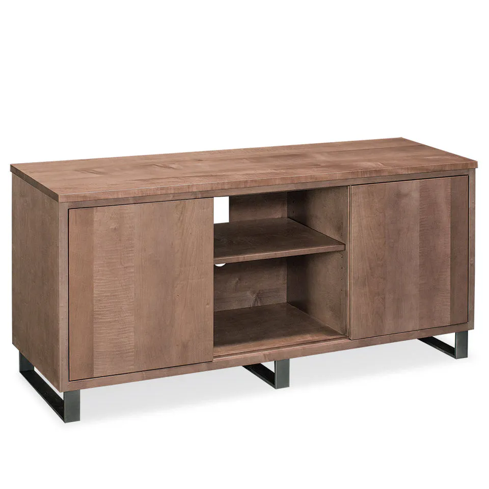 Simply Amish LEIRN-C41E-C Ironwood TV Console, 72″ w/ Gunmetal Base