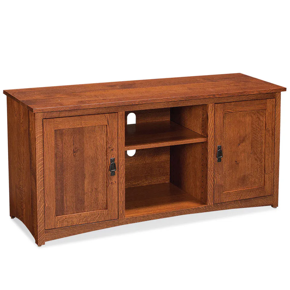 Simply Amish LEMIG-C41E San Miguel TV Console with Wood Doors and Open Center, 72″