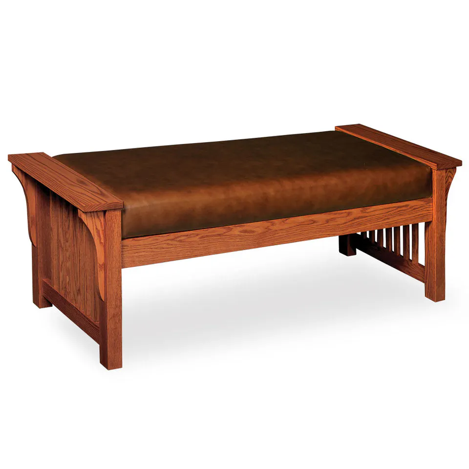 Simply Amish LFPMLB48-L Prairie Mission Lounge Bench, 53″ w/ Leather Cushion Seat