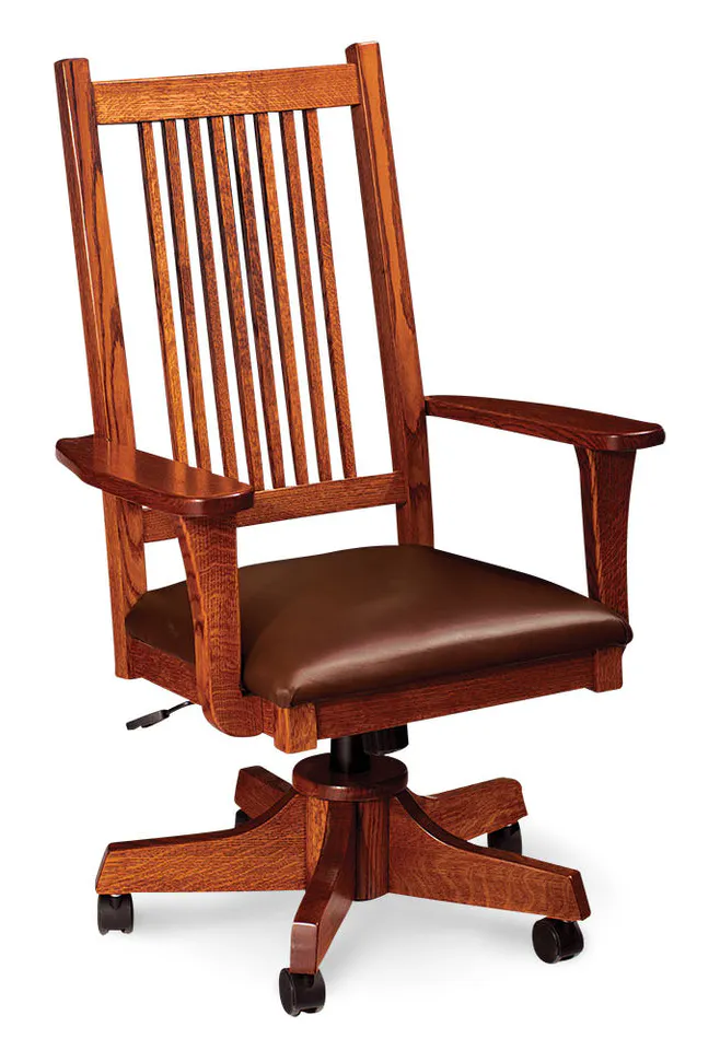 Simply Amish LFSADC-F Prairie Mission Arm Desk Chair w/ Fabric Cushion Seat Simply Amish LFSADC-F Prairie Mission Arm Desk Chair w/ Fabric Cushion Seat
