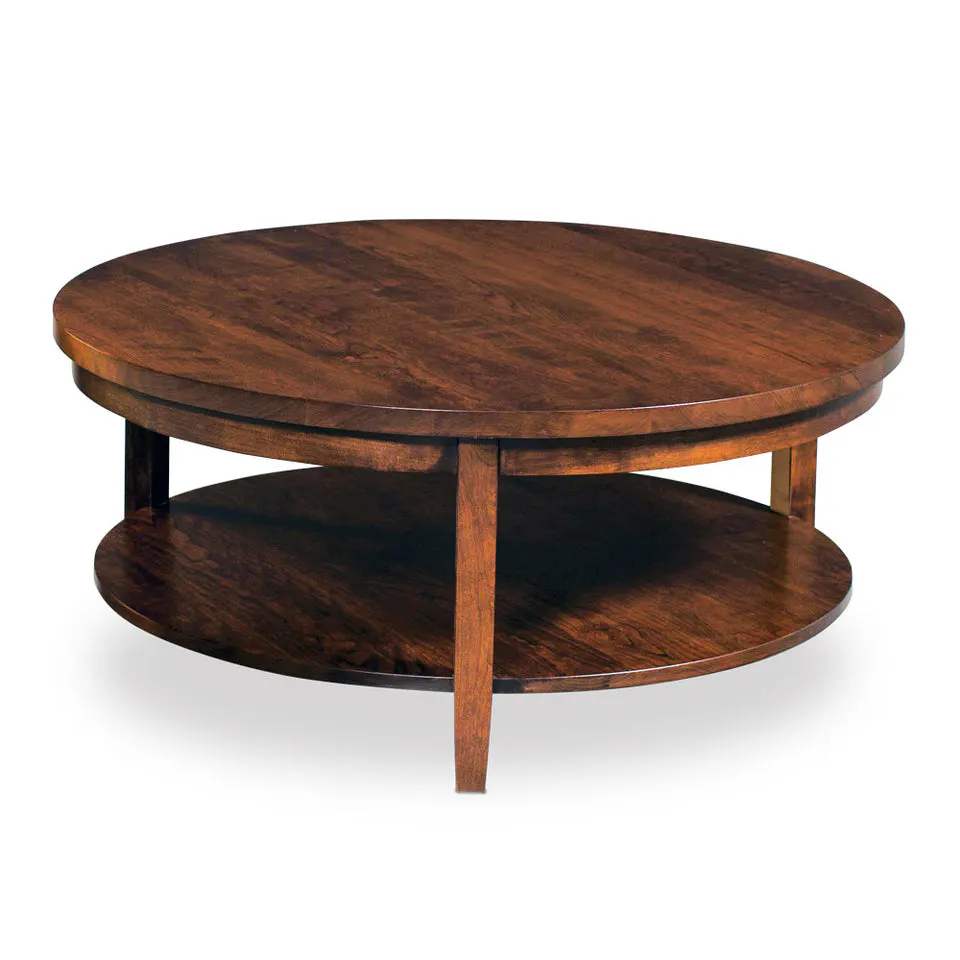 Simply Amish LOPAR-23A2A Parkdale Round Coffee Table with Shelf, 48″ “Dia