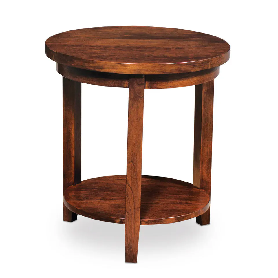 Simply Amish LOPAR-26A4A Parkdale Round End Table with Shelf, 22″ “Dia