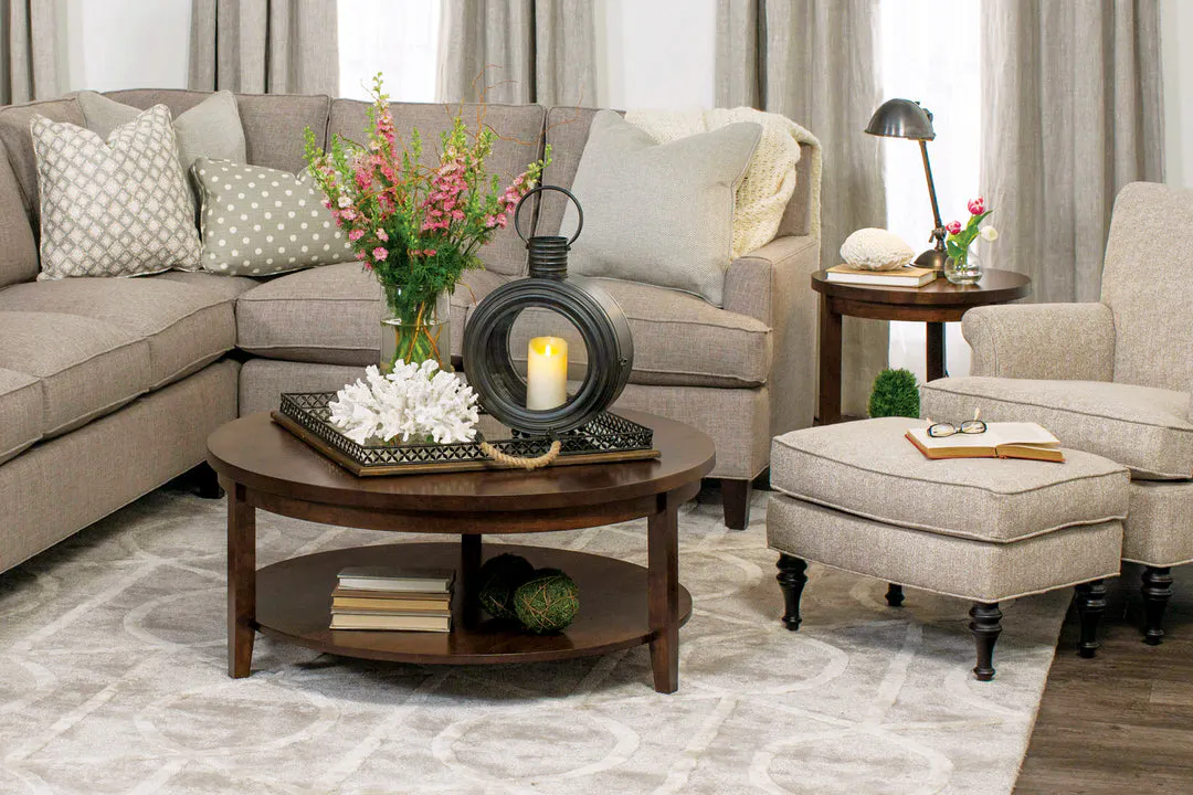 Simply Amish LOPAR-23A2A Parkdale Round Coffee Table with Shelf, 48" "Dia Simply Amish LOPAR-23A2A Parkdale Round Coffee Table with Shelf, 48" "Dia