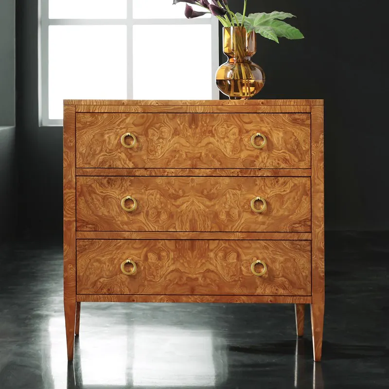 Modern History MH495F02 Three Drawer Chest on Legs Olive Ashe Burl