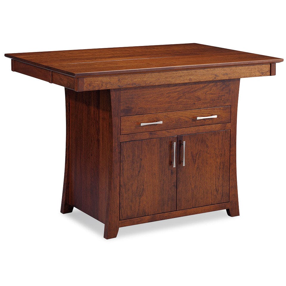 Simply Amish MSIL54 Loft Island Table – Adjustable Shelf Behind Doors. 1″ thick top standard