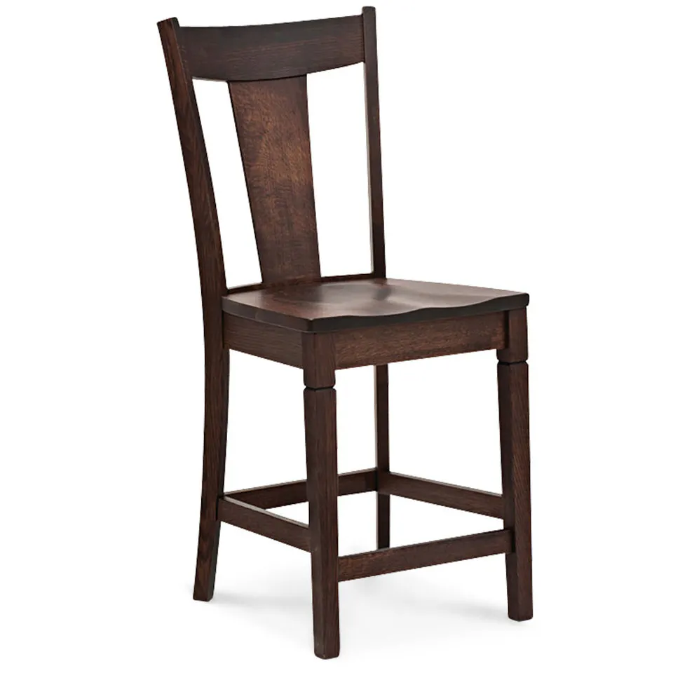 Simply Amish SAANBS30-L Allison Stationary Barstool, 30″ Seat Height w/ Leather Cushion Seat