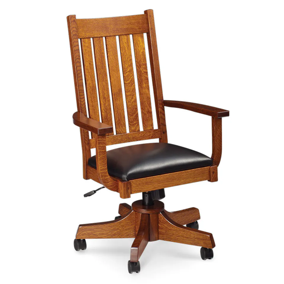 Simply Amish SAGRADC-L Grant Arm Desk Chair w/ Leather Cushion Seat