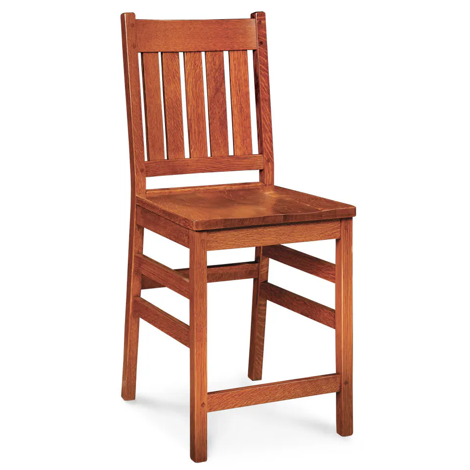 Simply Amish SAGRSBS30-L Grant Stationary Barstool w/ Leather Cushion Seat, 30″ Seat Height