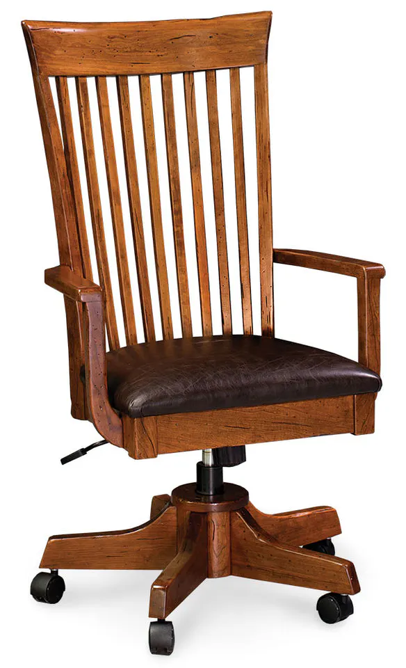 Simply Amish SALOADC-L Loft Arm Desk Chair w/ Leather Cushion Seat Simply Amish SALOADC-L Loft Arm Desk Chair w/ Leather Cushion Seat