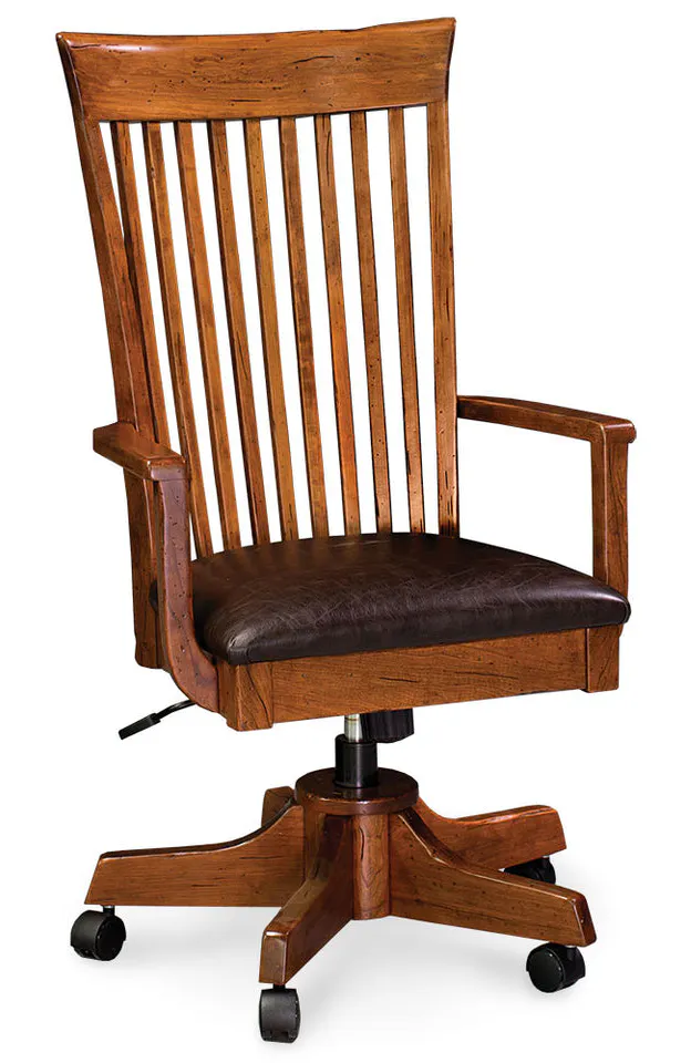 Simply Amish SALOADC-L Loft Arm Desk Chair w/ Leather Cushion Seat Simply Amish SALOADC-L Loft Arm Desk Chair w/ Leather Cushion Seat