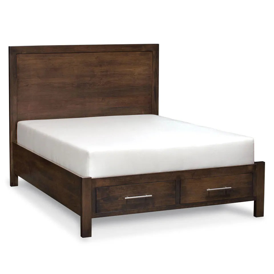 Simply Amish SBABR-22B5 Auburn Bay Single Twin Panel Bed with Footboard Storage