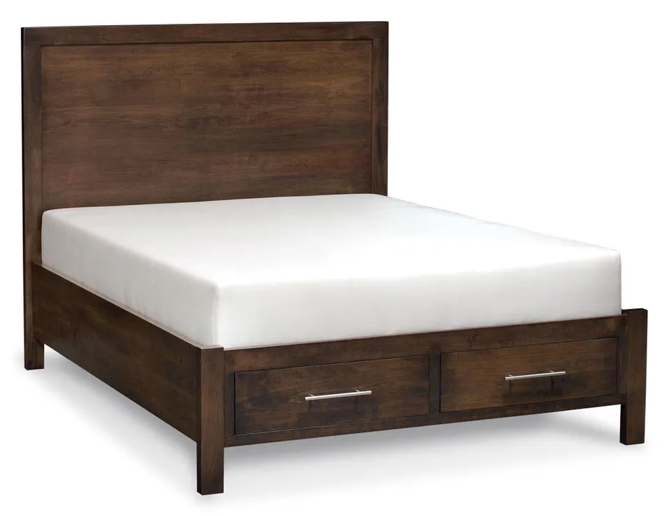 Simply Amish SBABR-22B3 Auburn Bay Single Queen Panel Bed with Footboard Storage Simply Amish SBABR-22B3 Auburn Bay Single Queen Panel Bed with Footboard Storage