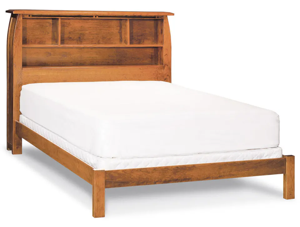 Simply Amish SBASP-01W1 Aspen Bookcase CA King Bed with Inlay Simply Amish SBASP-01W1 Aspen Bookcase CA King Bed with Inlay