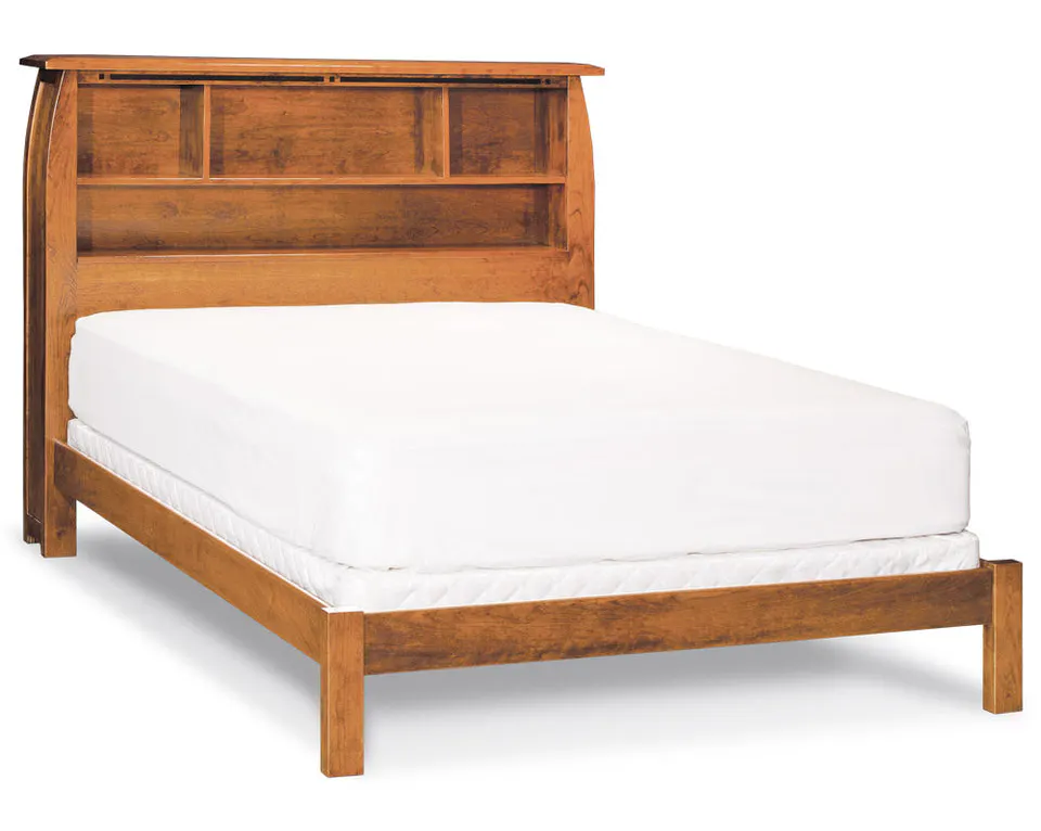 Simply Amish SBASP-01W1 Aspen Bookcase CA King Bed with Inlay Simply Amish SBASP-01W1 Aspen Bookcase CA King Bed with Inlay