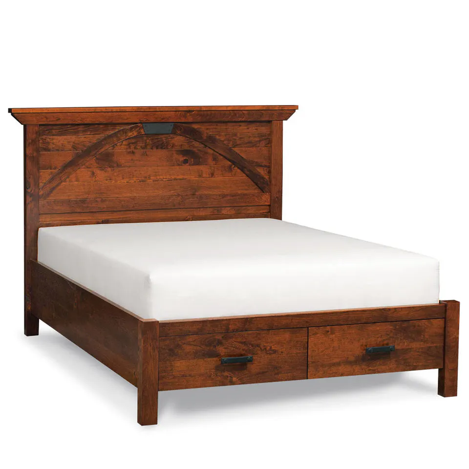Simply Amish SBTRB-05F5 B&O Railroad Trestle Bridge Twin Panel Bed with Footboard Storage
