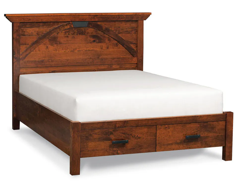 Simply Amish SBTRB-05F1 B&O Railroad Trestle Bridge CA King Panel Bed with Footboard Storage Simply Amish SBTRB-05F1 B&O Railroad Trestle Bridge CA King Panel Bed with Footboard Storage