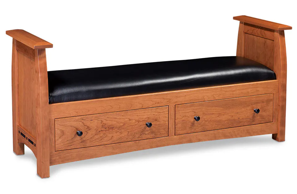 Simply Amish SCASP-01C2-F Aspen 2-Drawer Santa Fe Bench with Inlay Simply Amish SCASP-01C2-F Aspen 2-Drawer Santa Fe Bench with Inlay