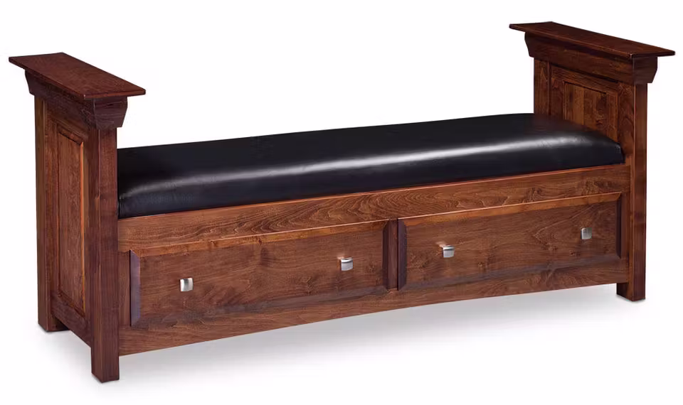 Simply Amish SCCBN-01C2-F Colburn 2-Drawer Santa Fe Bench, Fabric Cushion Seat Simply Amish SCCBN-01C2-F Colburn 2-Drawer Santa Fe Bench, Fabric Cushion Seat