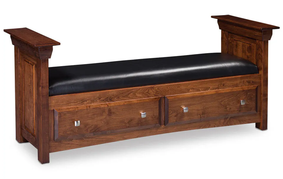 Simply Amish SCCBN-01C2-F Colburn 2-Drawer Santa Fe Bench, Fabric Cushion Seat Simply Amish SCCBN-01C2-F Colburn 2-Drawer Santa Fe Bench, Fabric Cushion Seat