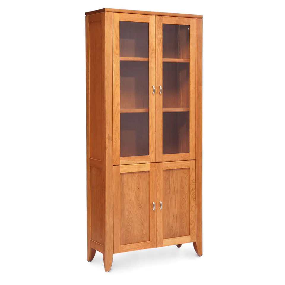 Simply Amish SCJ3665WDBC Justine Bookcase with Glass Doors on Top and Wood Doors on Bottom, 2 Adustable Shelves
