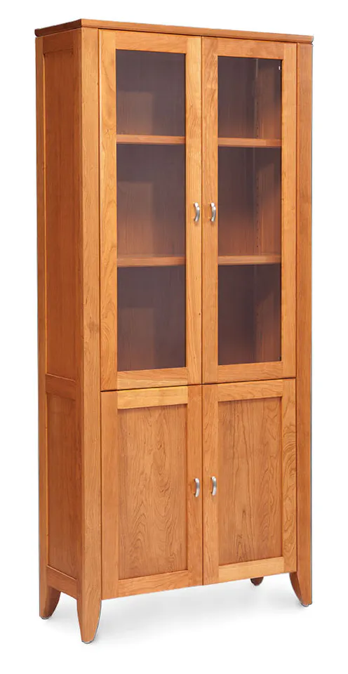 Simply Amish SCJ3672WDBC Justine Bookcase with Glass Doors on Top and Wood Doors on Bottom, 3 Adustable Shelves Simply Amish SCJ3672WDBC Justine Bookcase with Glass Doors on Top and Wood Doors on Bottom, 3 Adustable Shelves
