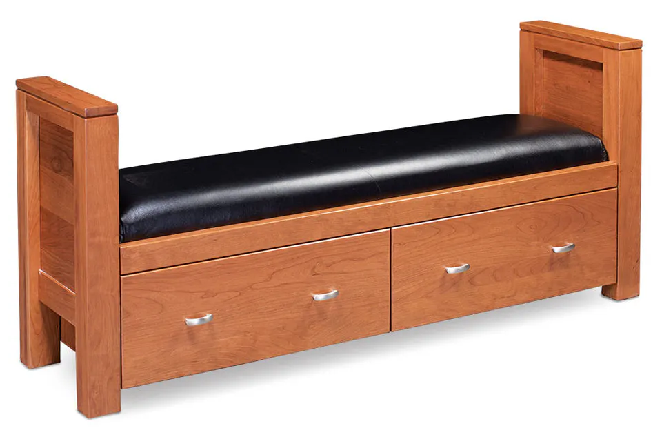 Simply Amish SCJUS-01C2-F Justine 2-Drawer Santa Fe Bench w/ Fabric Cushion Bench Simply Amish SCJUS-01C2-F Justine 2-Drawer Santa Fe Bench w/ Fabric Cushion Bench