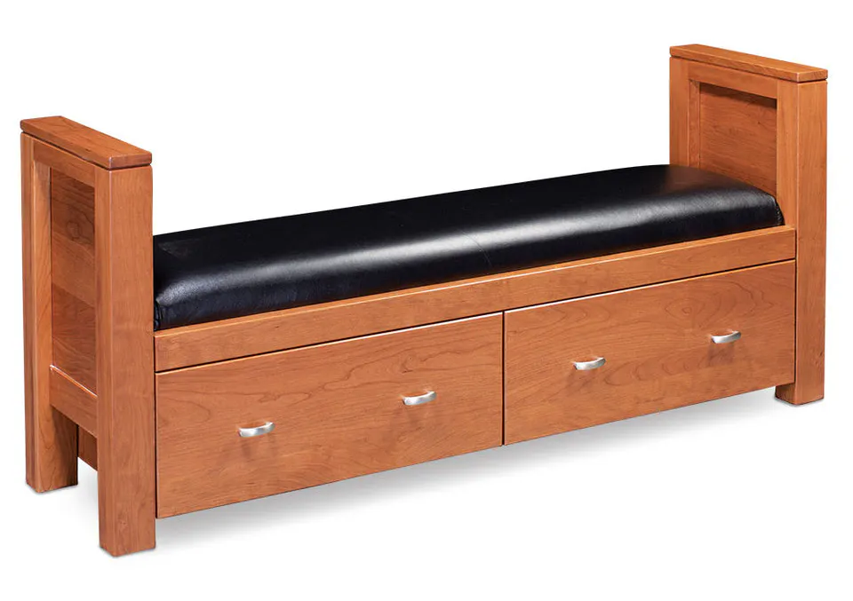 Simply Amish SCJUS-01C2-F Justine 2-Drawer Santa Fe Bench w/ Fabric Cushion Bench Simply Amish SCJUS-01C2-F Justine 2-Drawer Santa Fe Bench w/ Fabric Cushion Bench
