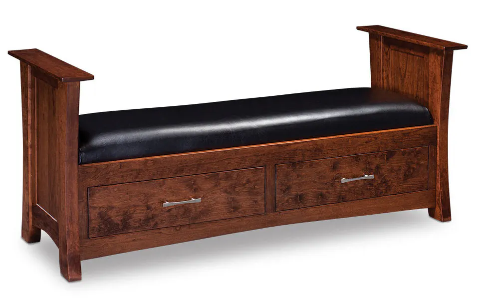Simply Amish SCLFT-01C2-F Loft 2-Drawer Santa Fe Bench w/ Fabric Cushion Seat Simply Amish SCLFT-01C2-F Loft 2-Drawer Santa Fe Bench w/ Fabric Cushion Seat