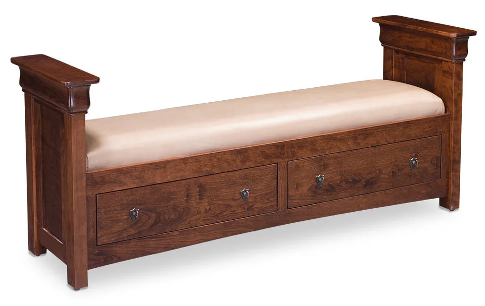 Simply Amish SCLPP-01C2-F Louis Philippe 2-Drawer Santa Fe Bench w/ Fabric Cushion Seat Simply Amish SCLPP-01C2-F Louis Philippe 2-Drawer Santa Fe Bench w/ Fabric Cushion Seat