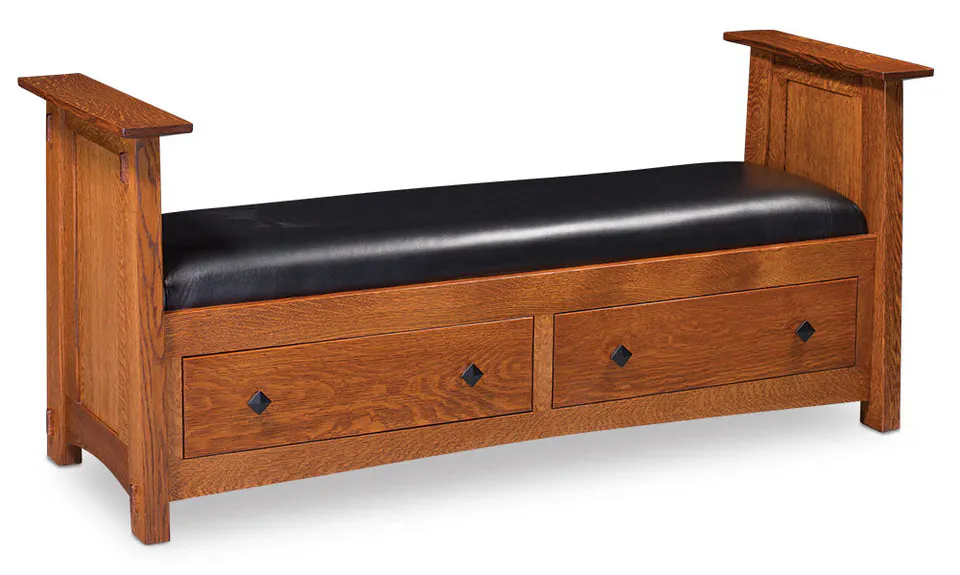 Simply Amish SCMCC-01C2-F McCoy 2-Drawer Santa Fe Bench w/ Fabric Cushion Seat Simply Amish SCMCC-01C2-F McCoy 2-Drawer Santa Fe Bench w/ Fabric Cushion Seat