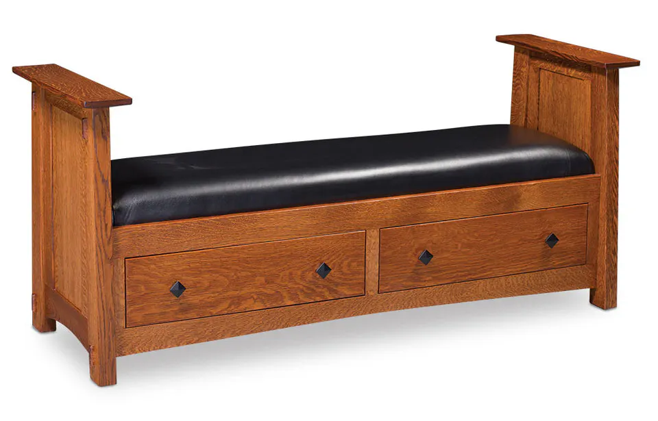 Simply Amish SCMCC-01C2-F McCoy 2-Drawer Santa Fe Bench w/ Fabric Cushion Seat Simply Amish SCMCC-01C2-F McCoy 2-Drawer Santa Fe Bench w/ Fabric Cushion Seat