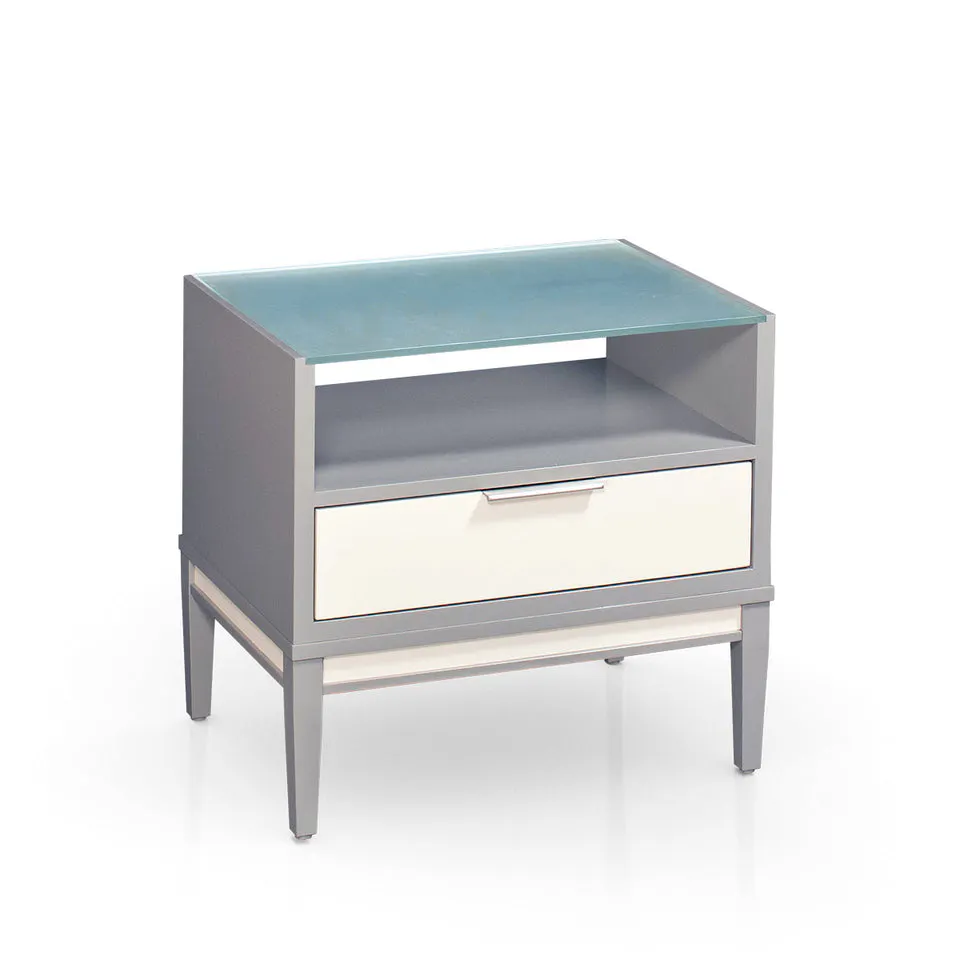 Simply Amish SNADD-11A4 Addison Extra Wide Nightstand with Glass Top and Open Cubby