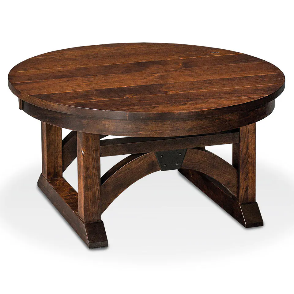 Simply Amish LOTRB-23C2 B&O Railroad Trestle Bridge Round Coffee Table, 48″