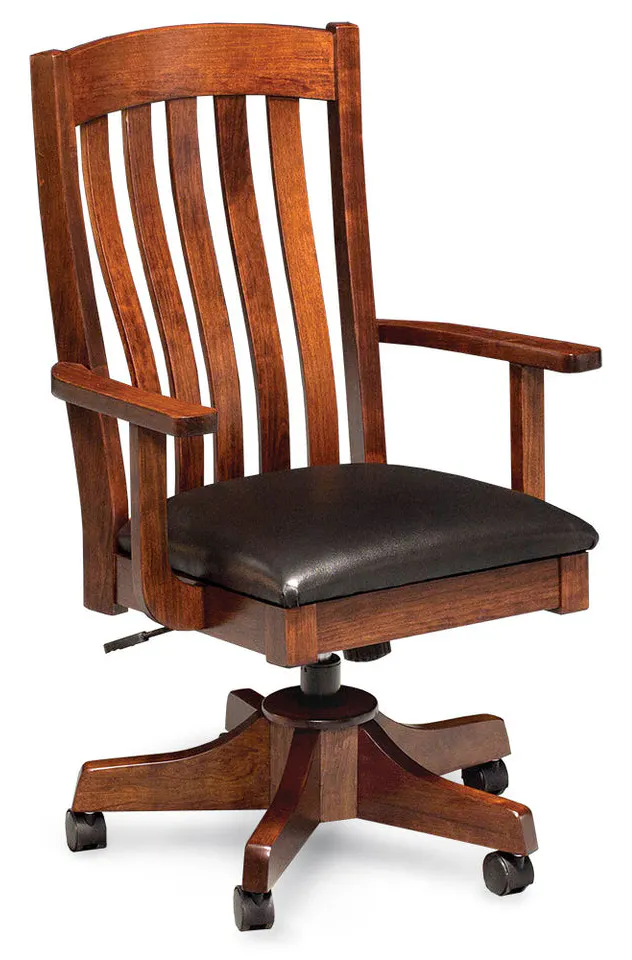 Simply Amish WCBRD-01B-L Bradford Arm Desk Chair w/ Leather Cushion Seat Simply Amish WCBRD-01B-L Bradford Arm Desk Chair w/ Leather Cushion Seat