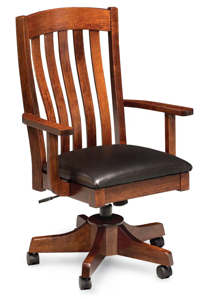 Simply Amish WCBRD-01B-L Bradford Arm Desk Chair w/ Leather Cushion Seat Simply Amish WCBRD-01B-L Bradford Arm Desk Chair w/ Leather Cushion Seat