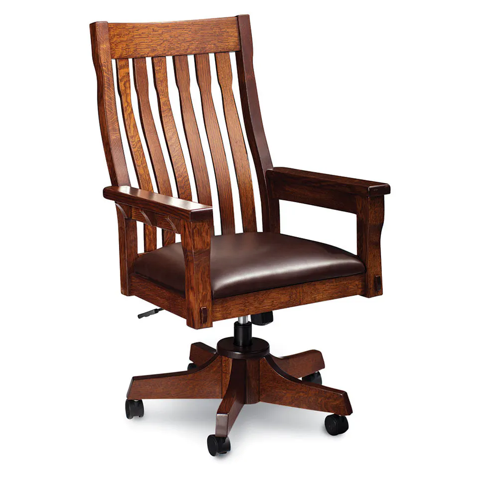 Simply Amish WCMRY-01A-F MaRyan Arm Desk Chair w/ Leather Cushion Seat