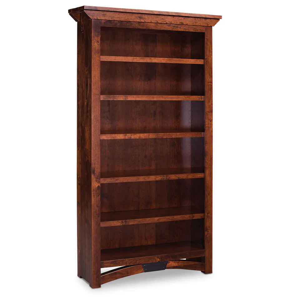 Simply Amish WOTRB-WOWD-3672 B&O Railroad Trestle Bridge Bookcase with Wood Doors on Bottom w/ 4 Shelves