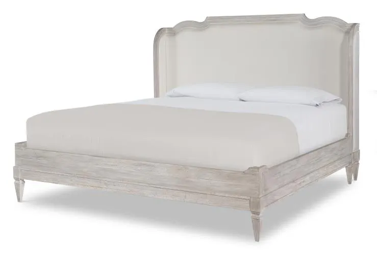 Century Furniture B2W-146 Nichole Upholstered Bed King 6/6 White Rustic Century Furniture B2W-146 Nichole Upholstered Bed King 6/6 White Rustic
