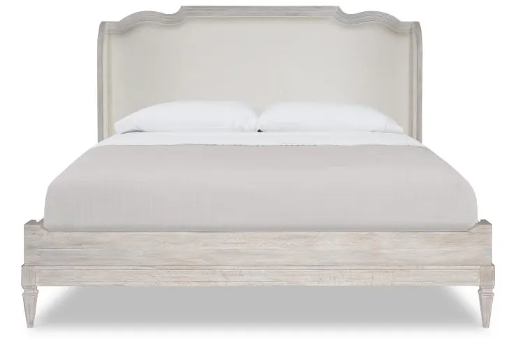 Century Furniture B2W-146 Nichole Upholstered Bed King 6/6 White Rustic Century Furniture B2W-146 Nichole Upholstered Bed King 6/6 White Rustic