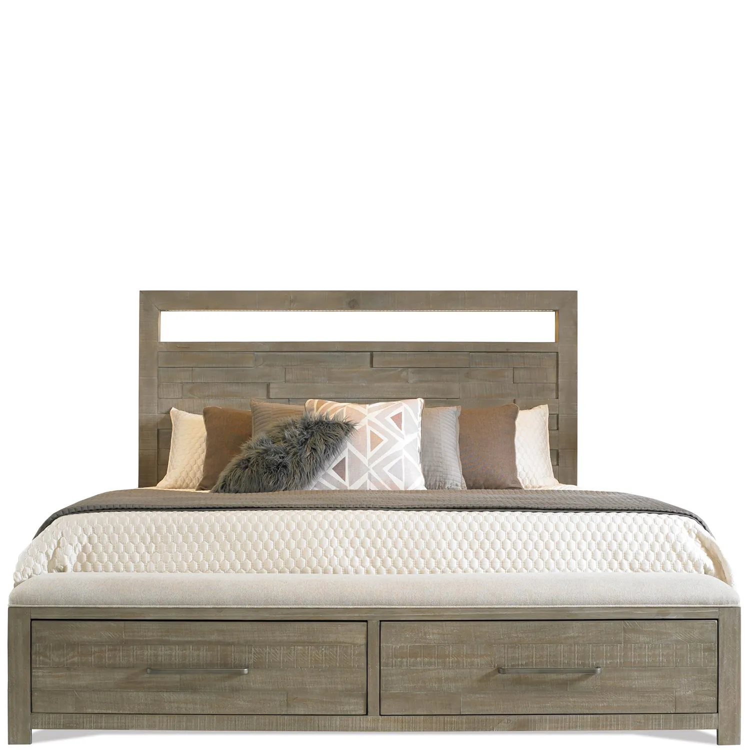 Riverside Furniture 39380-39387-39376 Intrigue CA King LED Panel Storage Bed