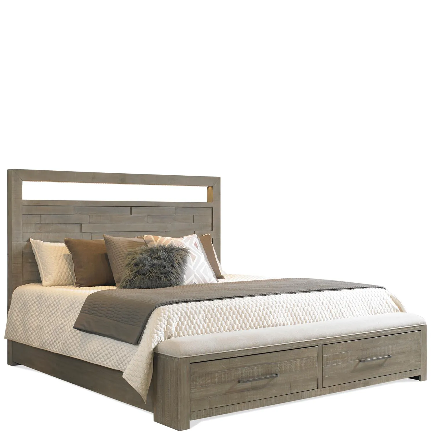 Riverside Furniture 39380-39387-39376 Intrigue King LED Panel Storage Bed