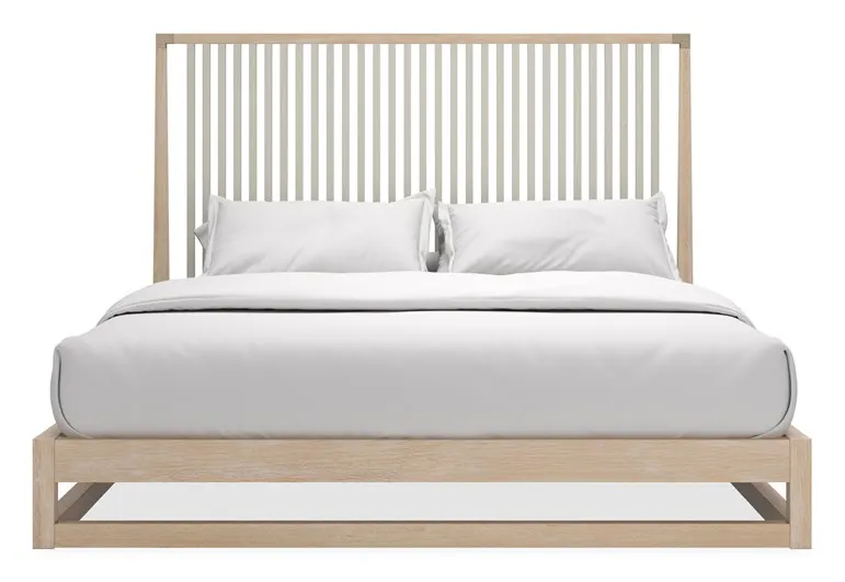 Caracole Furniture CLA-424-126 Pinstripe Slatted King Bed Light Caracole Furniture CLA-424-126 Pinstripe Slatted King Bed Light