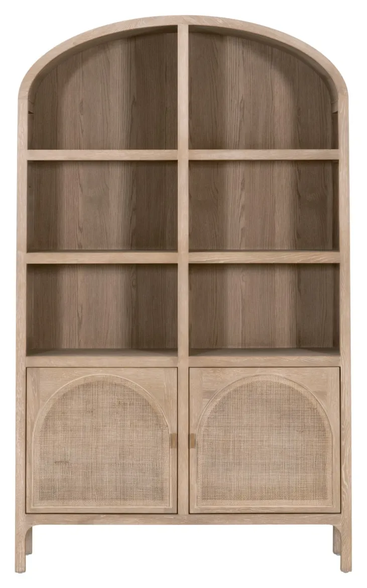 Essentials For Living 8093.SGRY-OAK/CN Cane Storage Bookcase Essentials For Living 8093.SGRY-OAK/CN Cane Storage Bookcase