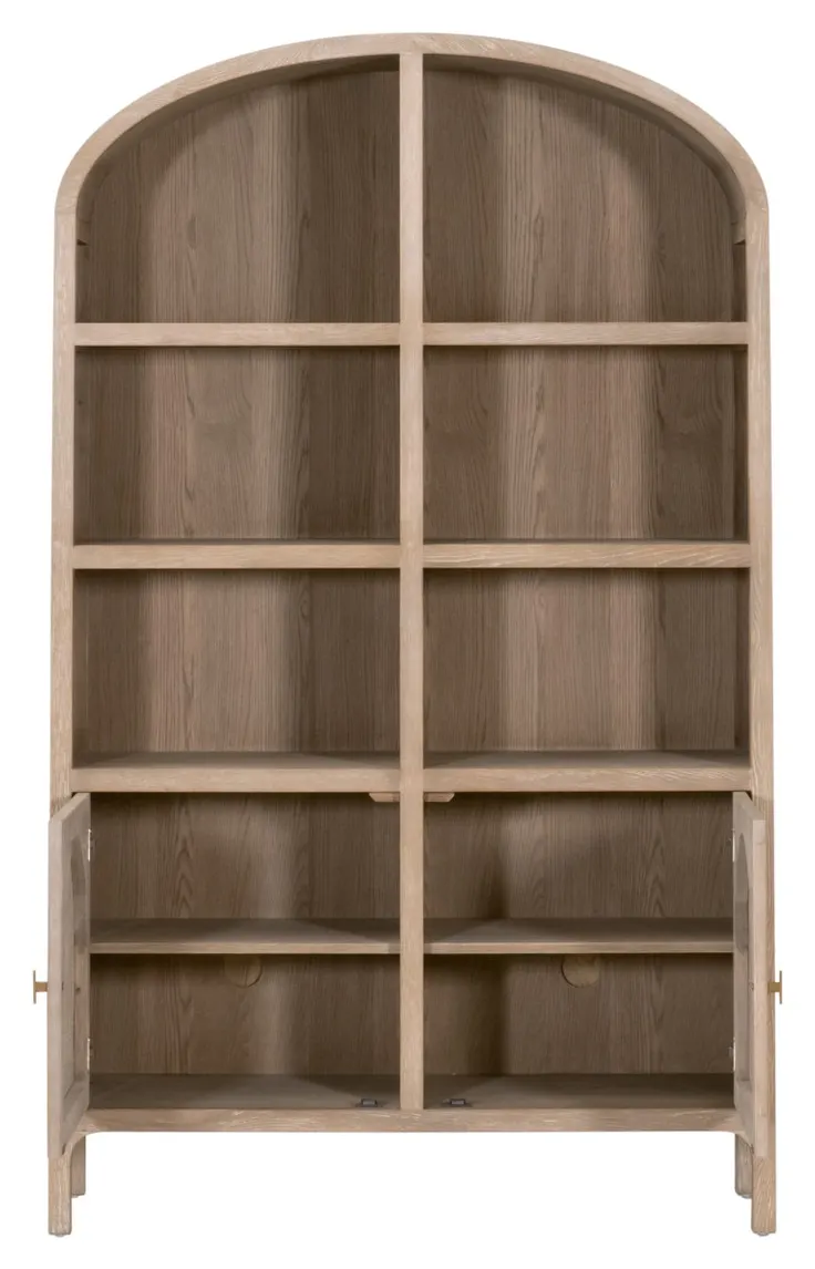 Essentials For Living 8093.SGRY-OAK/CN Cane Storage Bookcase Essentials For Living 8093.SGRY-OAK/CN Cane Storage Bookcase